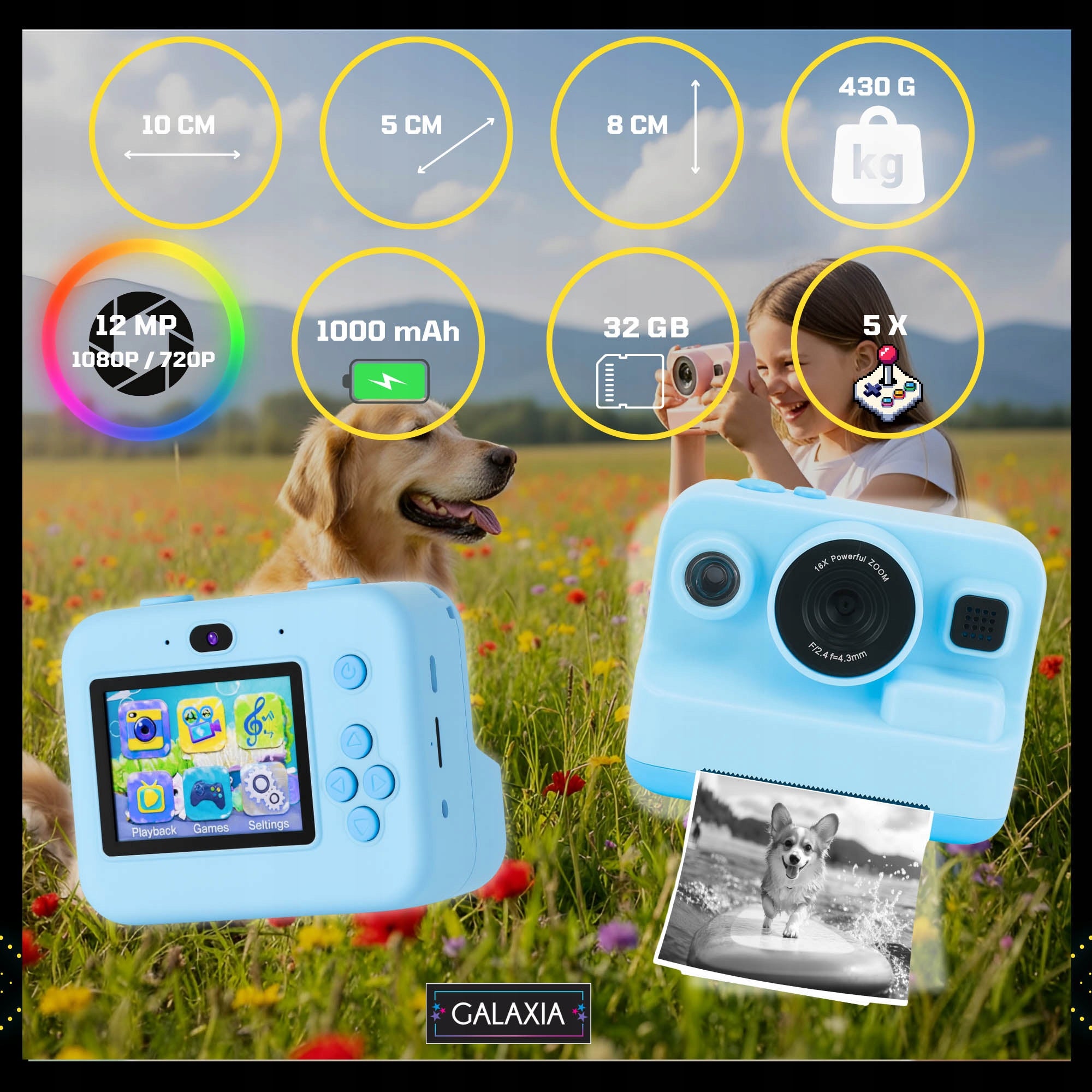 PRINT INSTANT CAMERA FOR KIDS MINI PRINTER 13 ROLLS AND 32GB CARD Packaging status original