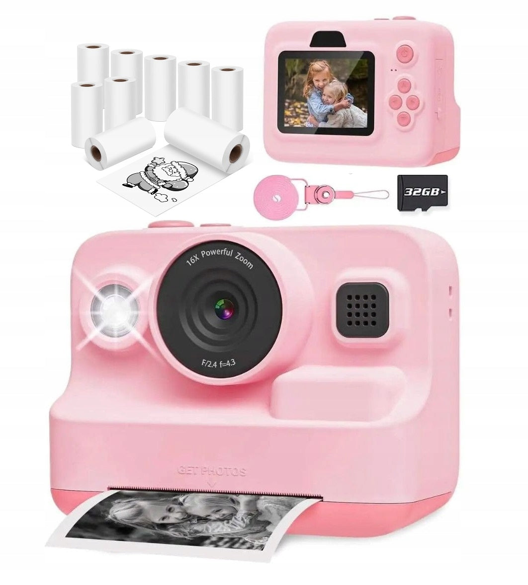 PRINT INSTANT CAMERA FOR KIDS MINI PRINTER 13 ROLLS AND 32GB CARD