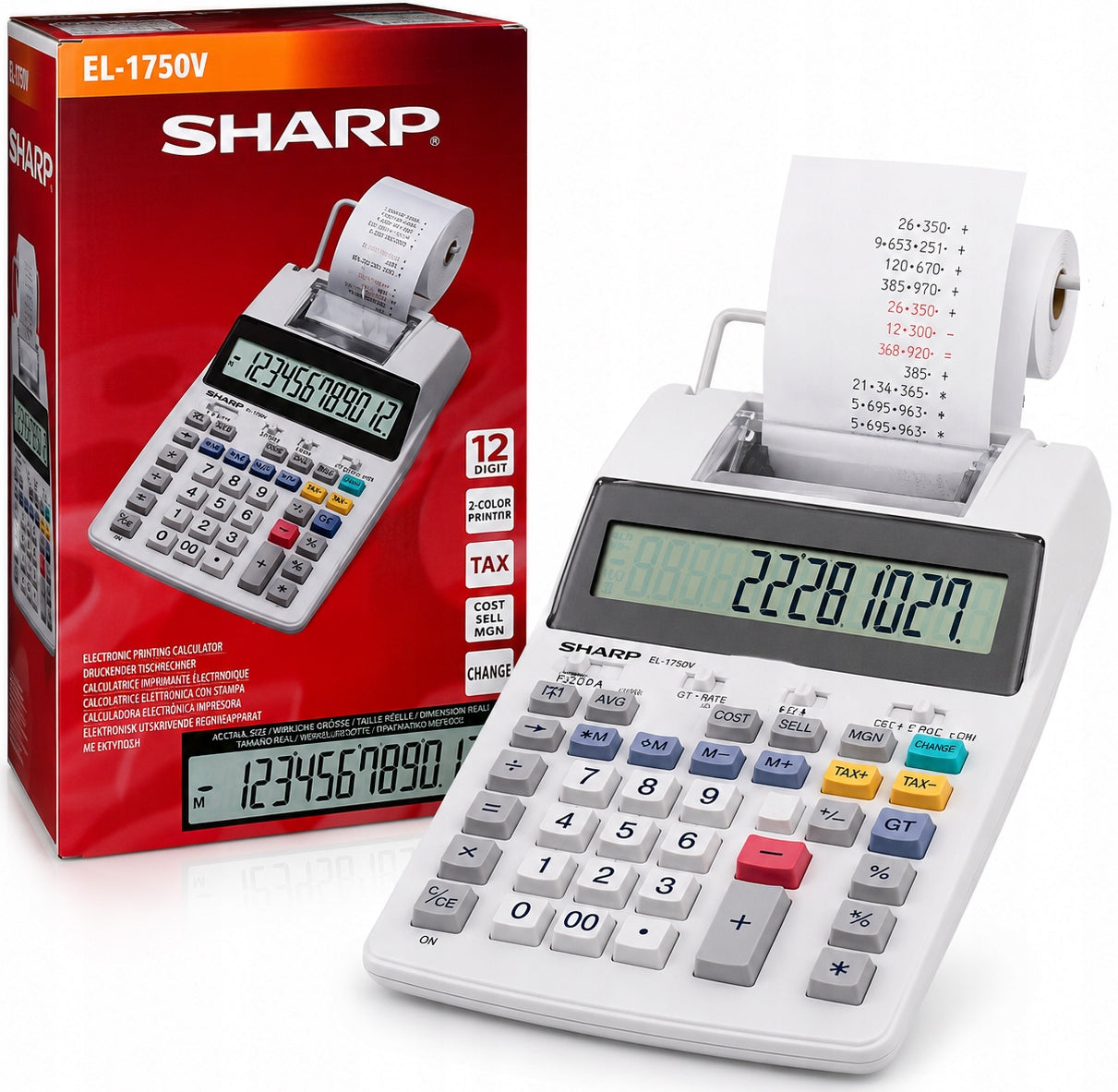 PRINTING CALCULATOR WITH OFFICE PRINTER SHARP EL-1750V