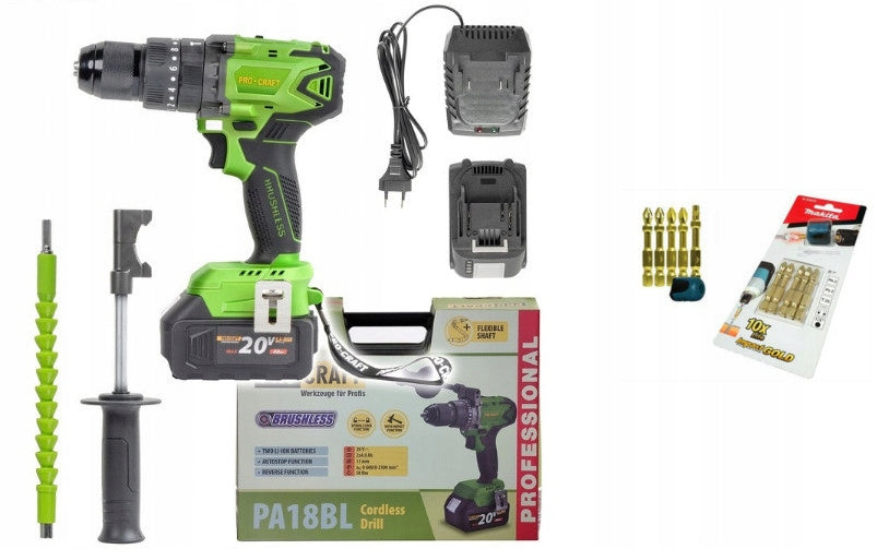 PROCRAFT Cordless drill PA18BL + BITS FREEBIE