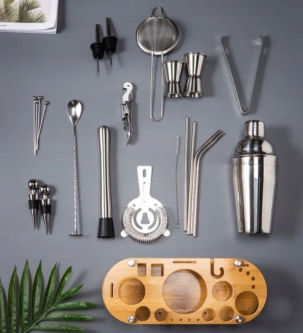 PROFESSIONAL 25IN1 BARTENDING SET FOR SHAKER COCKTAILS 750ML BAMBOO LARGE Manufacturer code DUŻY ZESTAW BARMAŃSKI 25W1