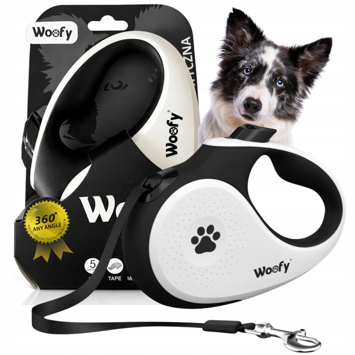 PROFESSIONAL AUTOMATIC LEASH FOR LARGE DOG ROLL-UP LOCK UP TO 25 KG 5M