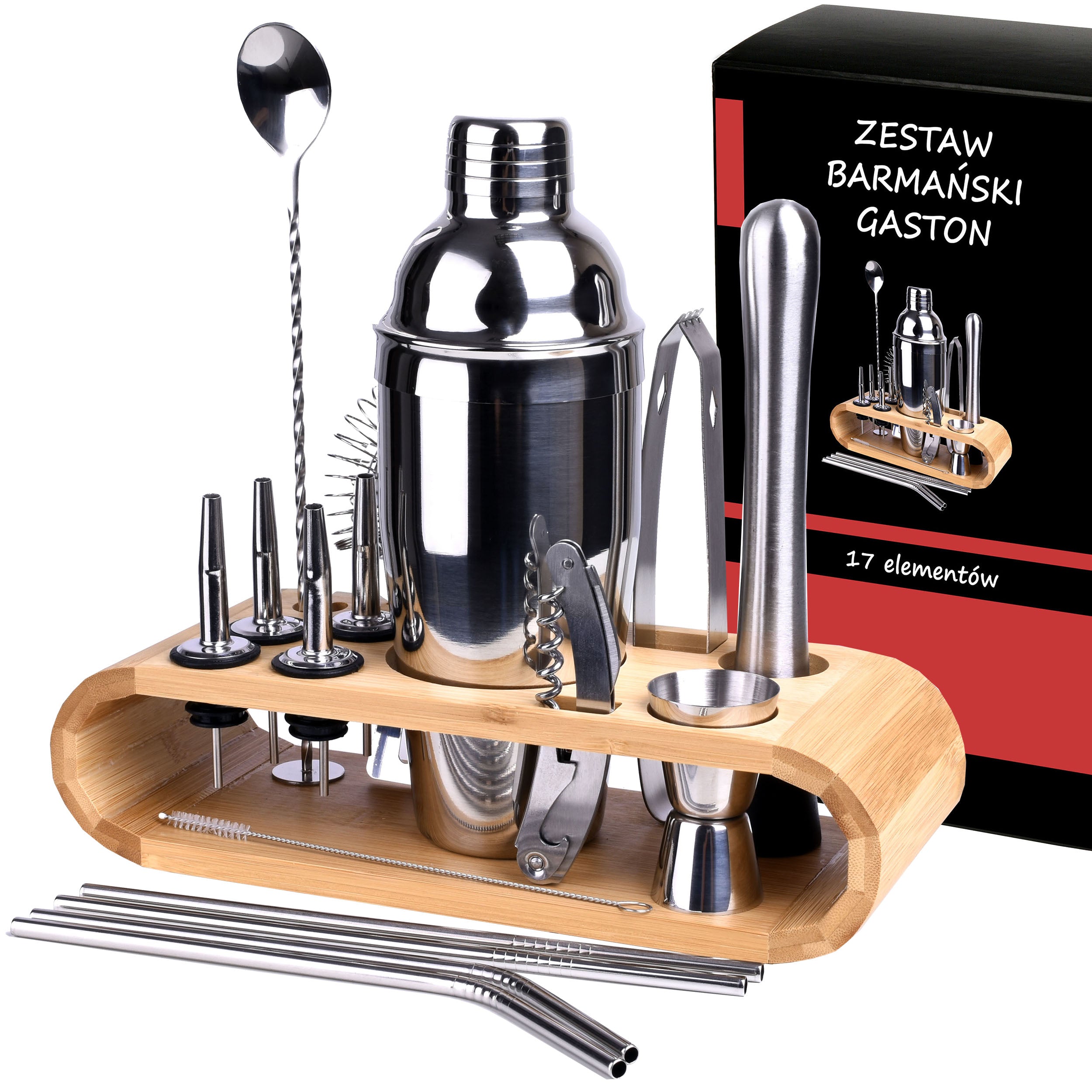 PROFESSIONAL BARTENDING SET FOR COCKTAIL DRINKS SHAKER STAND