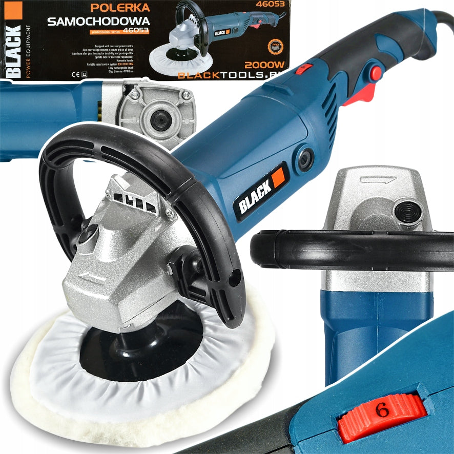 PROFESSIONAL CAR POLISHER 180MM 2000W WITH ADJUSTABLE SPEED BLACK