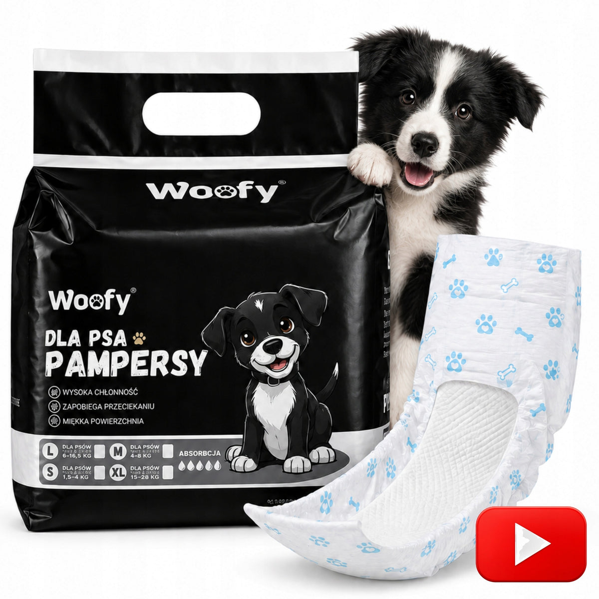 PROFESSIONAL DIAPERS ABSORBENT DIAPERS FOR DOG MALE WOOFY L 12 PIECES