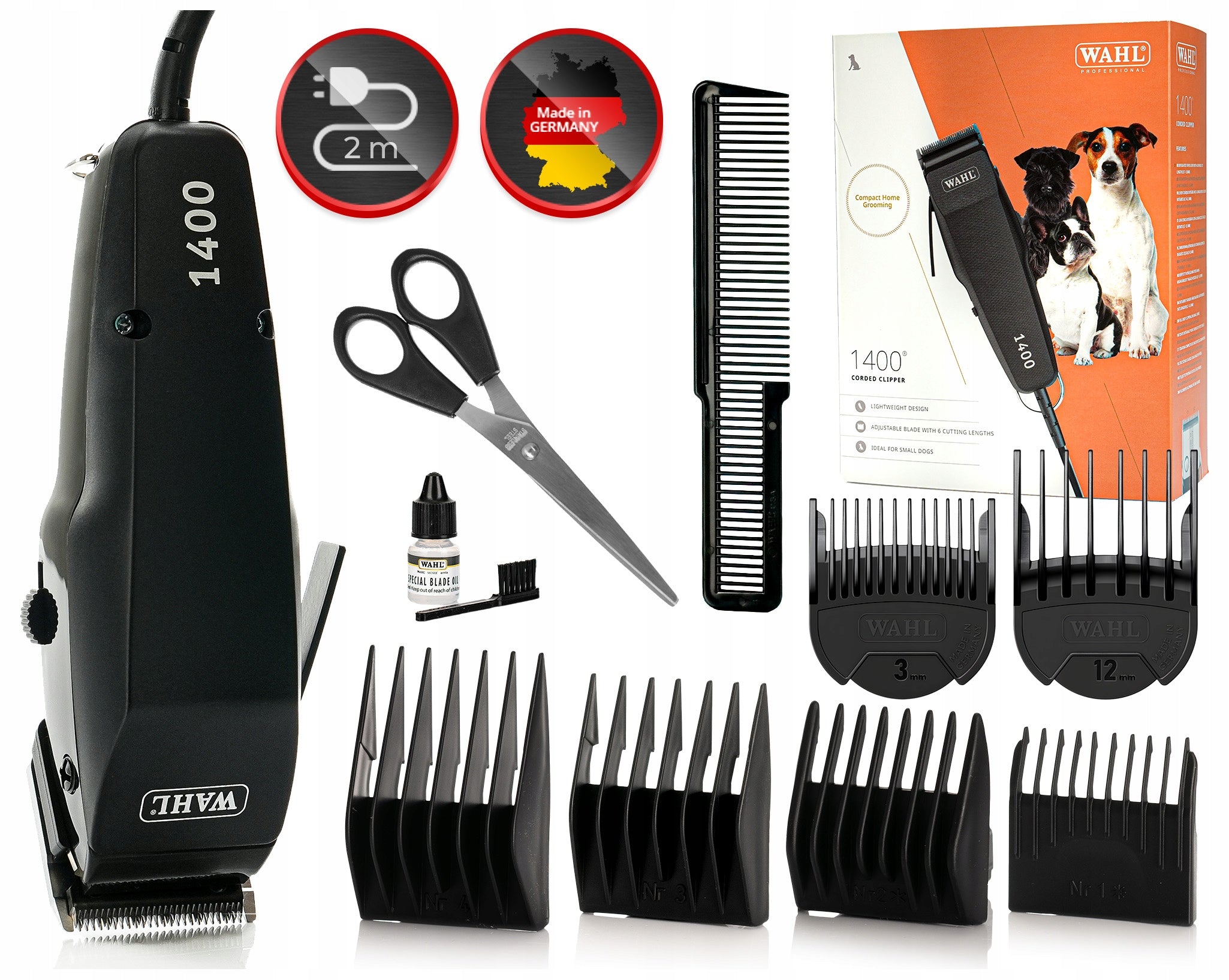 PROFESSIONAL DOG CLIPPER WAHL 1400CC ANIMAL+ 6 ATTACHMENTS Packaging status original