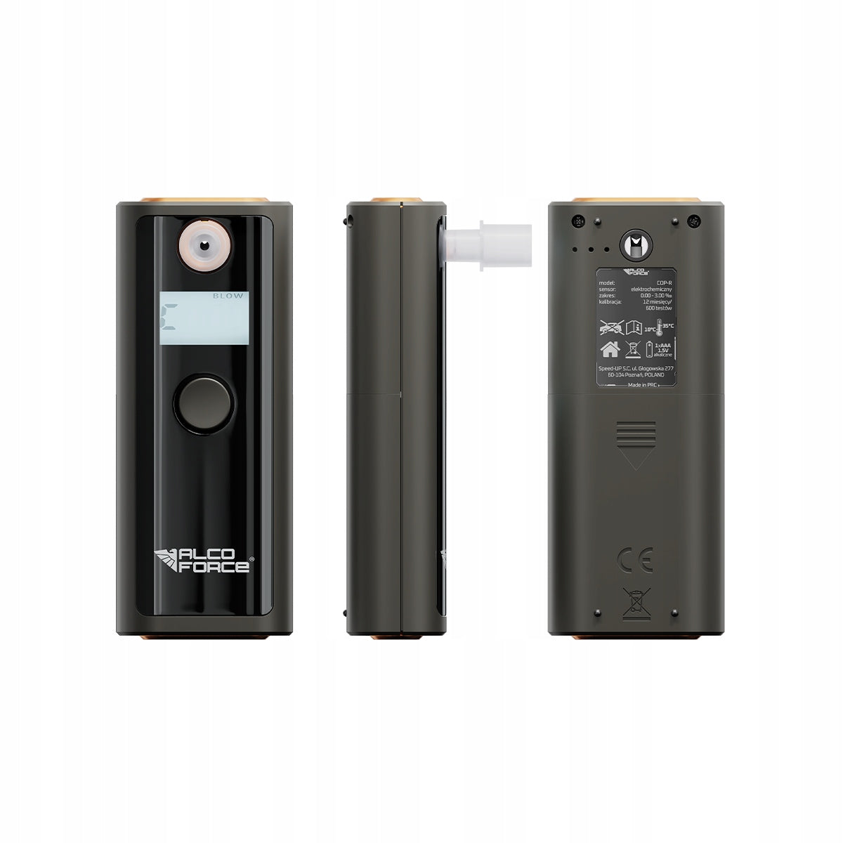 PROFESSIONAL ELECTROCHEMICAL BREATHALYZER ALCOFORCE COP-R + MOUTHPIECE CALIBRATION EAN (GTIN) 5901687922843