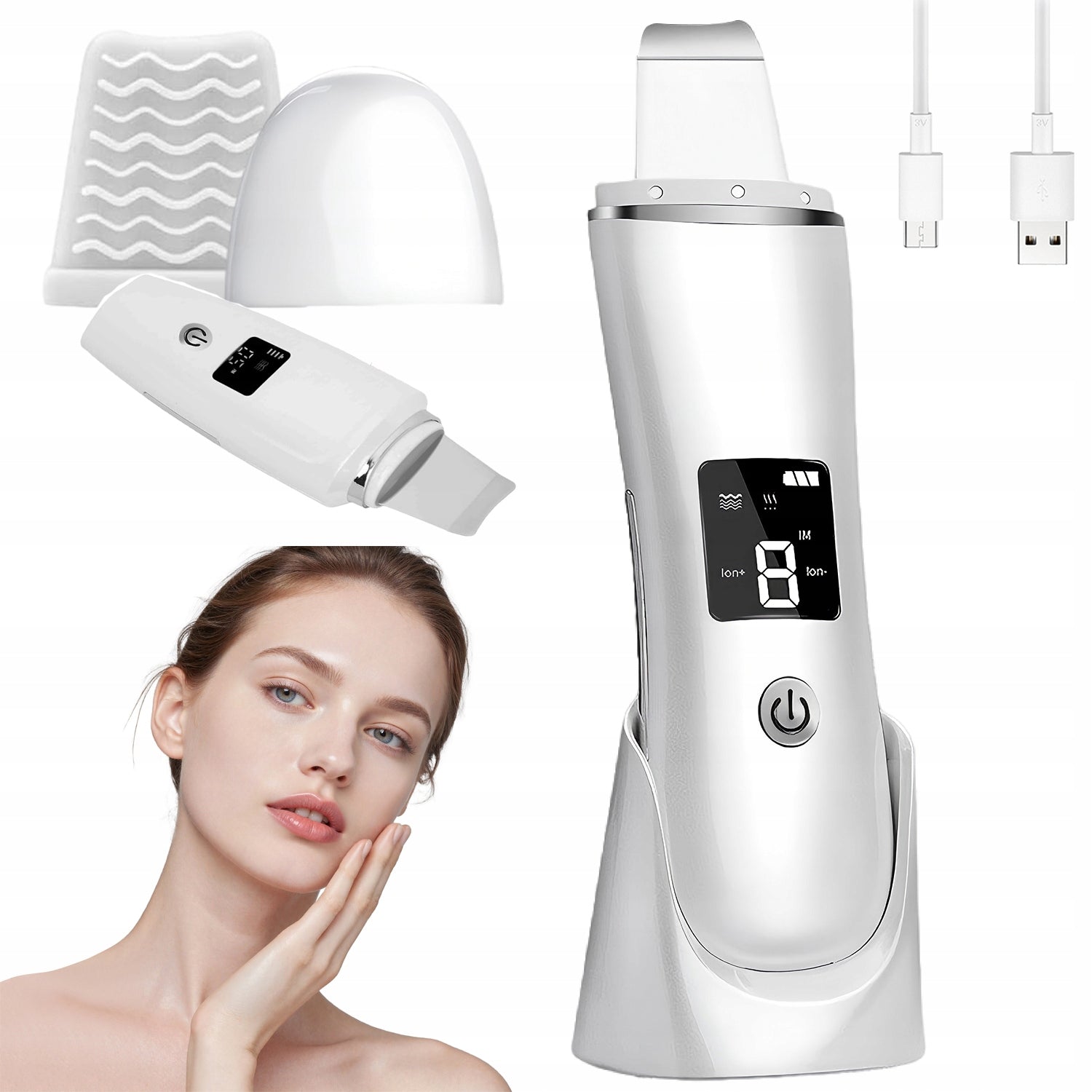 PROFESSIONAL FACE CLEANING SKIN SCRAPER 4 MODES USB CHARGING