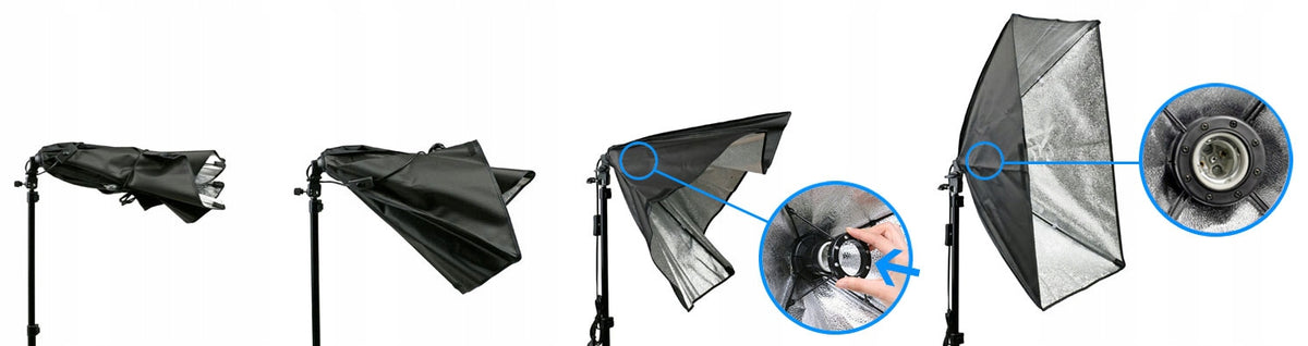 PROFESSIONAL FAST SOFTBOX 50X70CM 50X70 FOR 1 BULB THREAD E27 + CASE Brand Massa