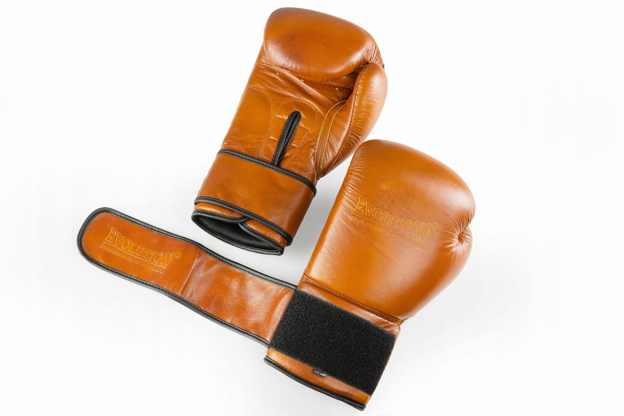 PROFESSIONAL GENUINE LEATHER BOXING GLOVES EVOLUTION RETRO 16 OZ Color brown