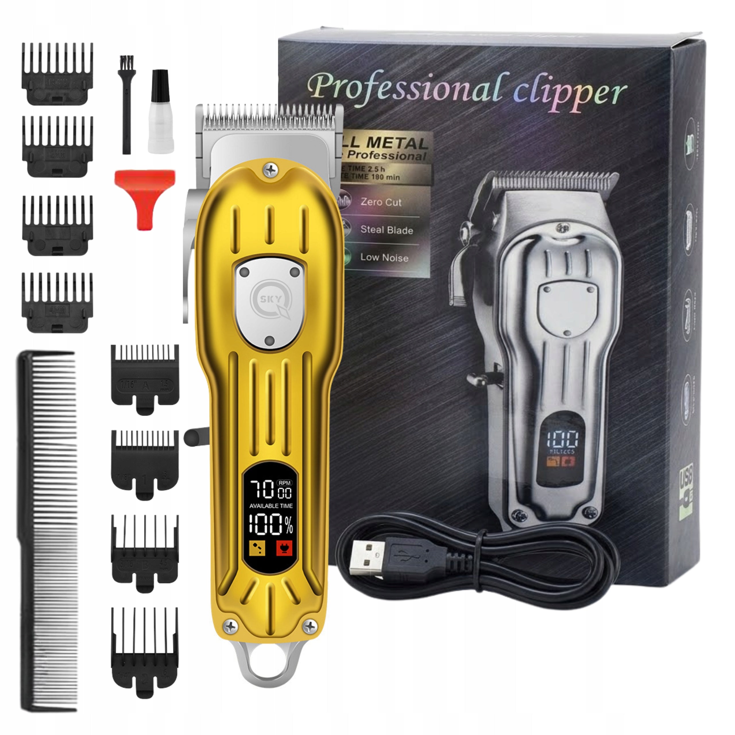 PROFESSIONAL HAIR CLIPPER WIRELESS 8CAPS COMB Manufacturer code 6350
