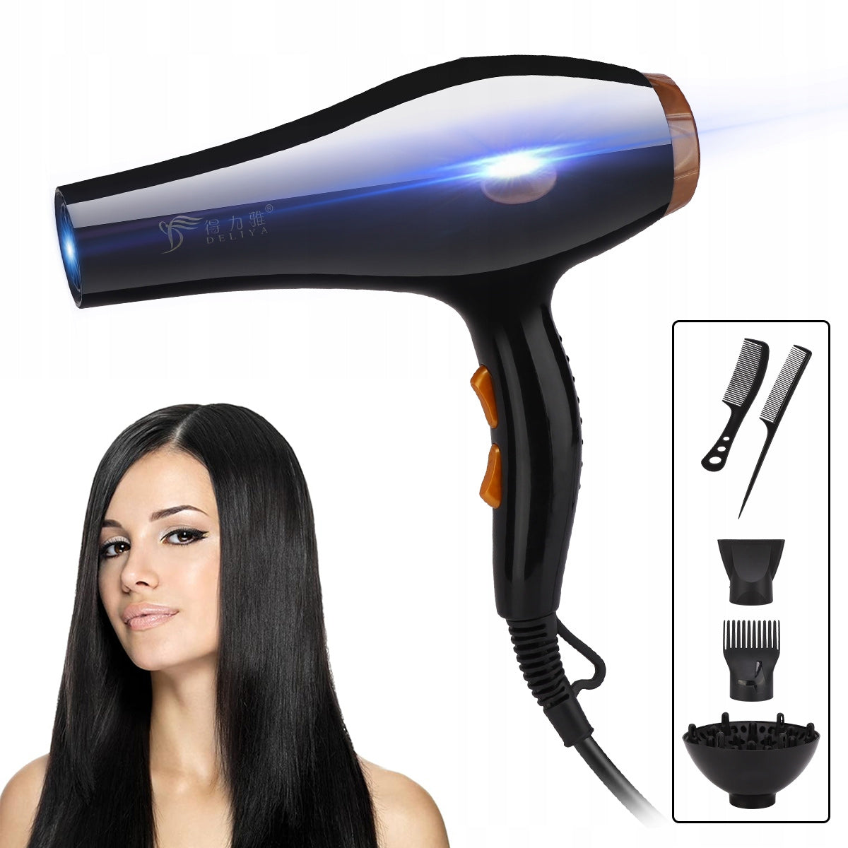 PROFESSIONAL HAIR DRYER STRONG WITH CONCENTRATOR DIFFUSER 2400W Packaging status original
