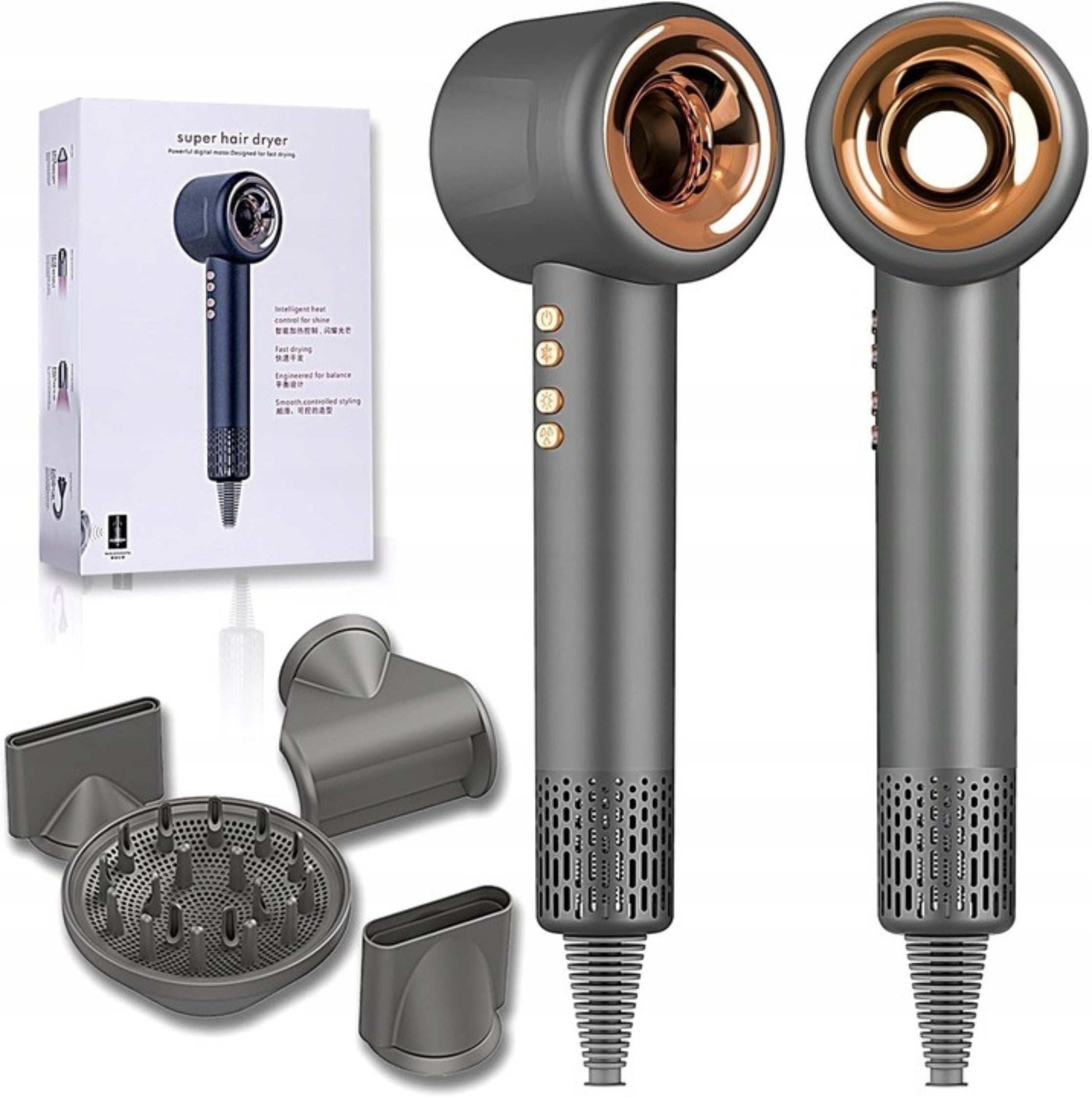 PROFESSIONAL HAIR DRYER WITH IONIZATION 1600W 4 TIPS HAIR DRYER Packaging status original