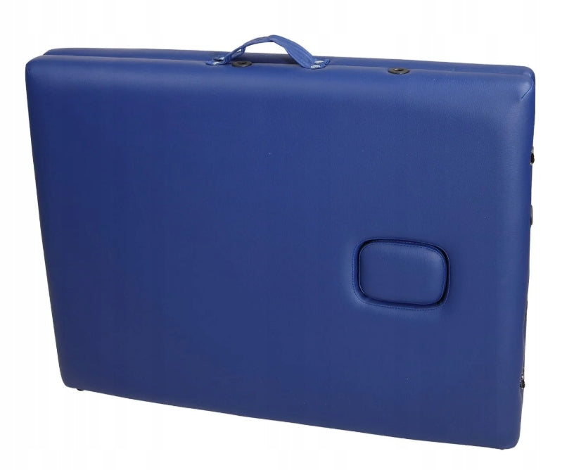 PROFESSIONAL MASSAGE TABLE – 3-SEGMENT, ALUMINIUM, MOBILE, BLUE Kind folding table