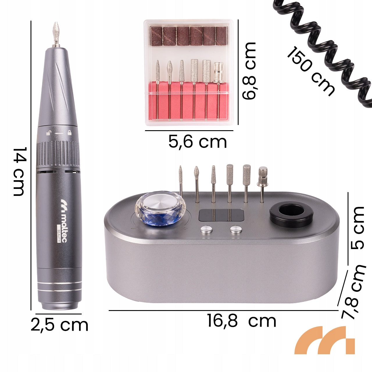 PROFESSIONAL NAIL MILLING MACHINE MANICURE PEDICURE CUTTERS SET Packaging status original