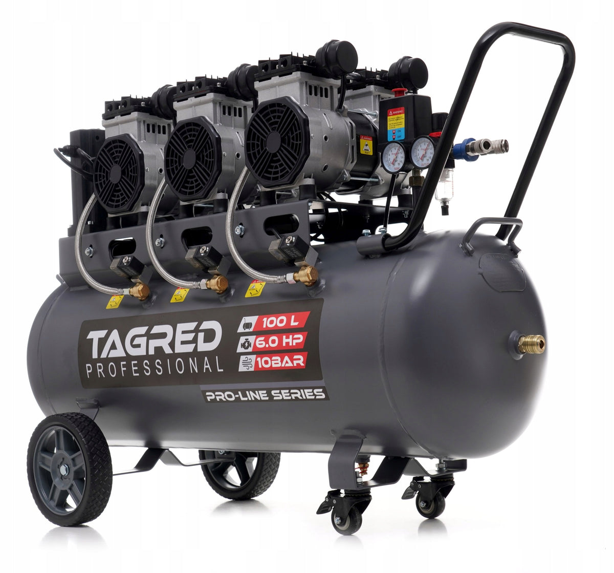 PROFESSIONAL OIL-FREE COMPRESSOR 10 BAR 100L 6T POWERFUL QUIET Manufacturer code TA3389