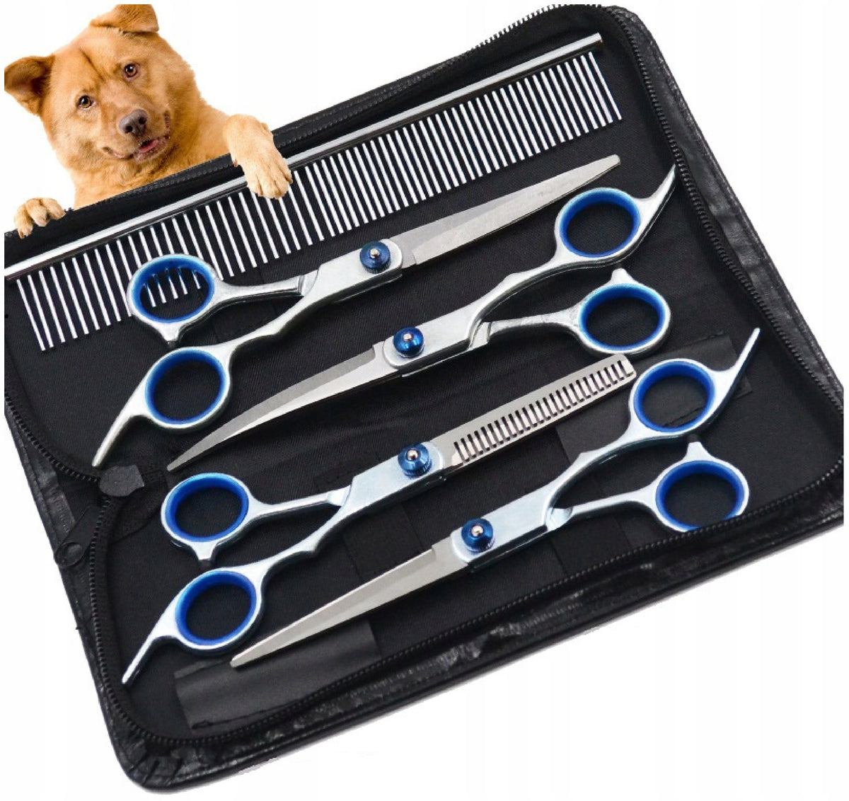 PROFESSIONAL SCISSORS COMB FOR CUTTING DOGS SET + CASE Packaging status original