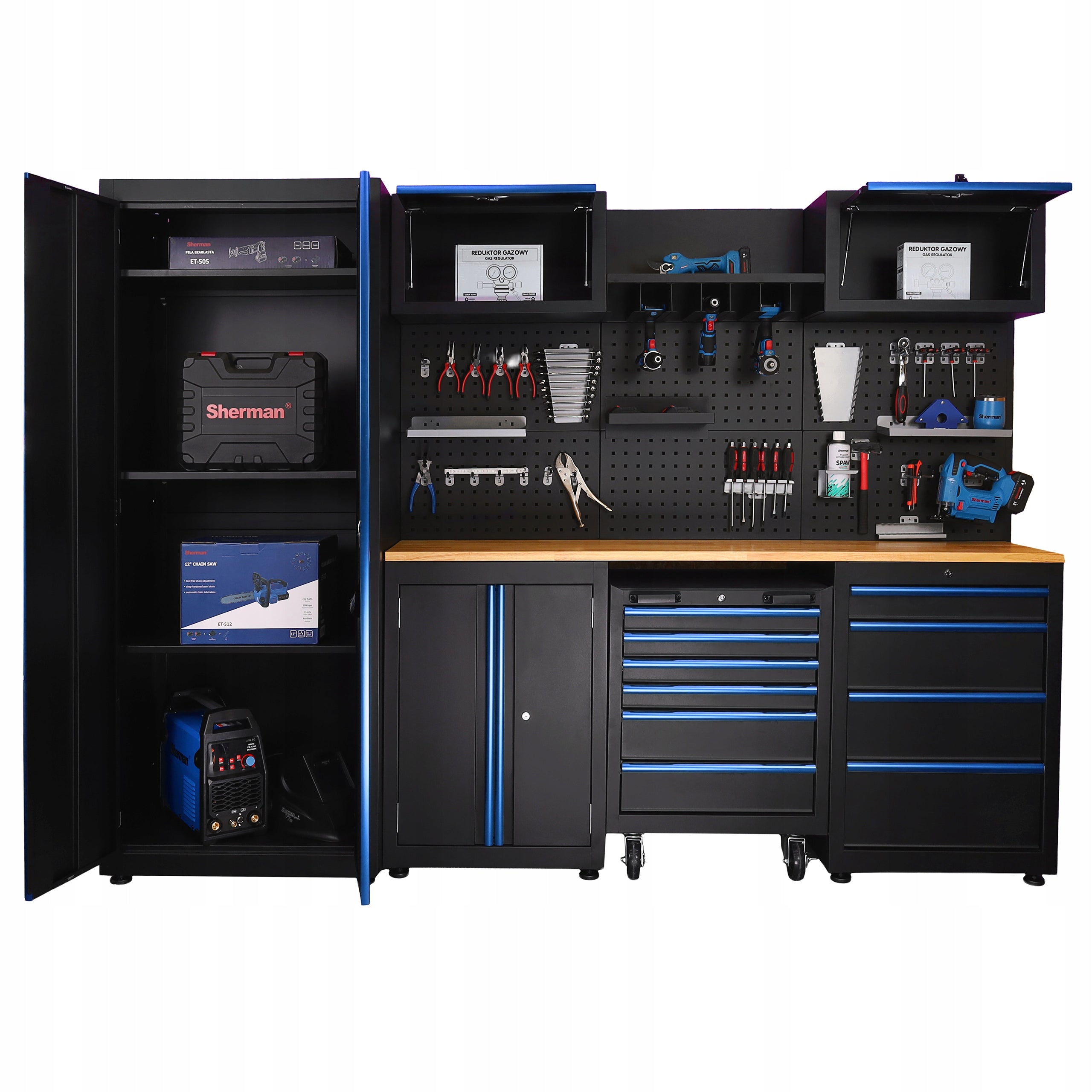 PROFESSIONAL SET OF FURNITURE FOR WORKSHOP, GARAGE TOOL CABINET Sherman Manufacturer code MEBLE WARSZTATOWE SZAFA GARAŻOWA