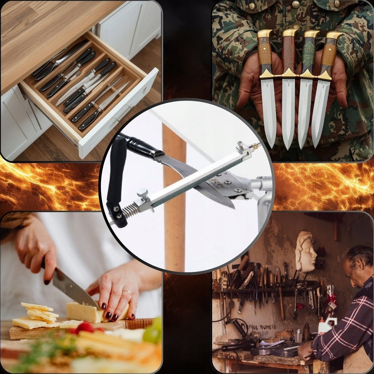 PROFESSIONAL STONE KNIFE SHARPENER WHETSTONE RUIXIN PRO RX008 4 STONES Packaging status original