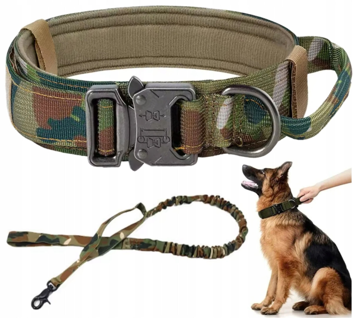 PROFESSIONAL TACTICAL DOG COLLAR METAL BUCKLE STRONG LEASH 34-44 CM M