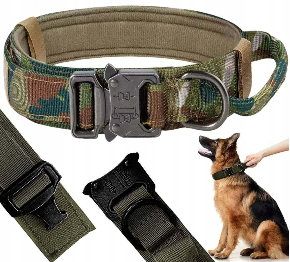 PROFESSIONAL TACTICAL DOG COLLAR METAL BUCKLE STRONG NYLON 48-60 CM XL