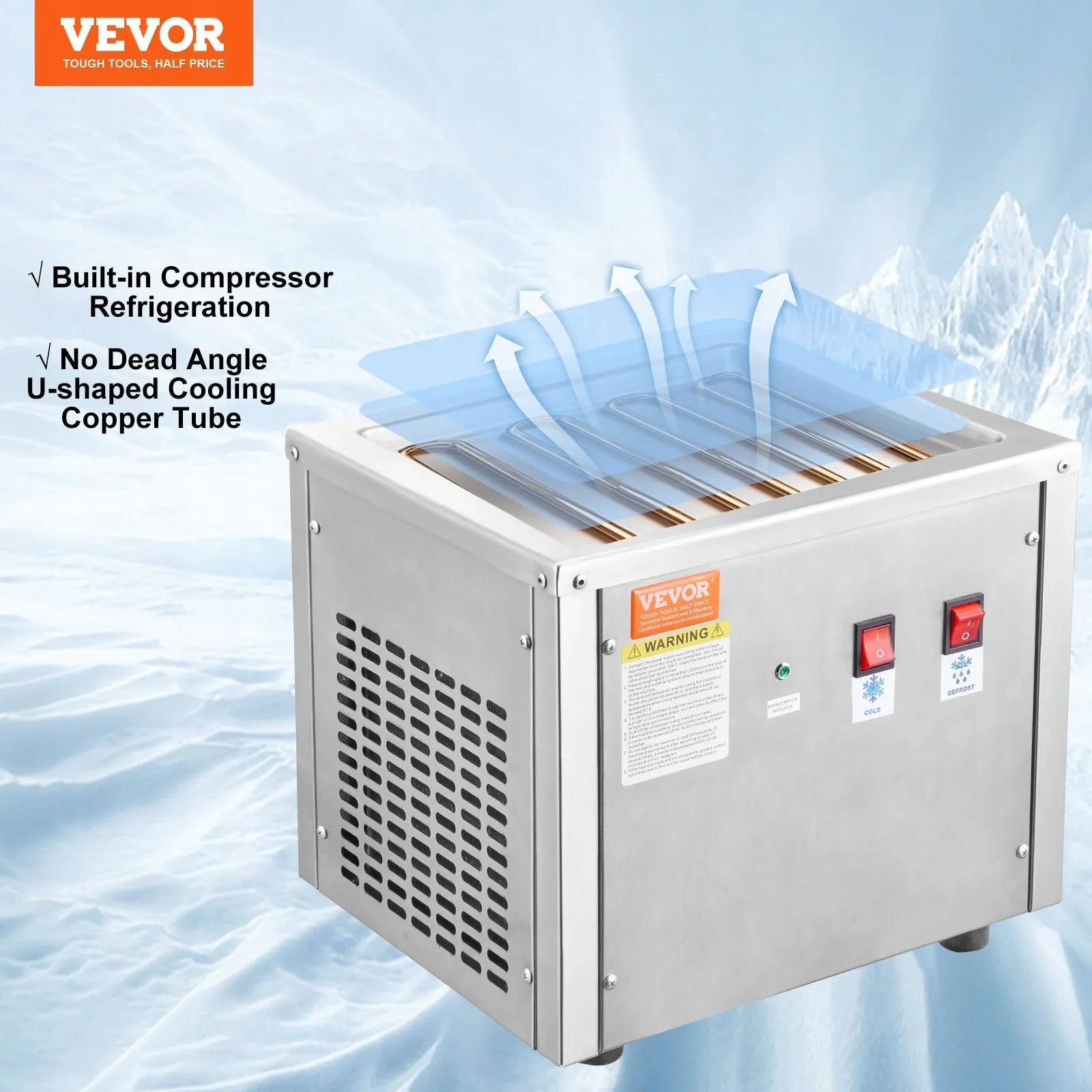 PROFESSIONAL THAI ICE CREAM MAKING MACHINE WITH COMPRESSOR 2 SCRAPERS Packaging status original