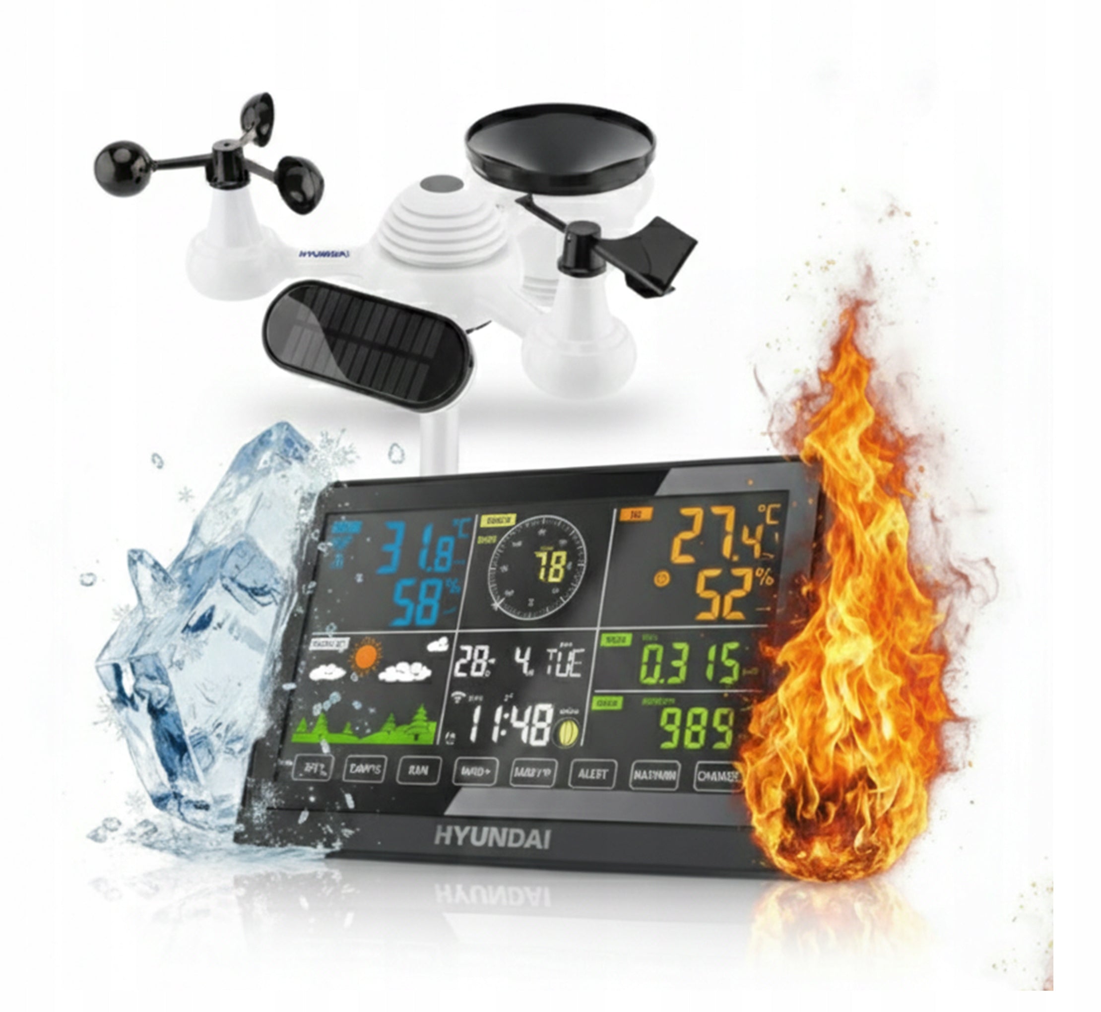 PROFESSIONAL WEATHER STATION METEO WIND MEASUREMENT WiFi SOLAR HYUNDAI