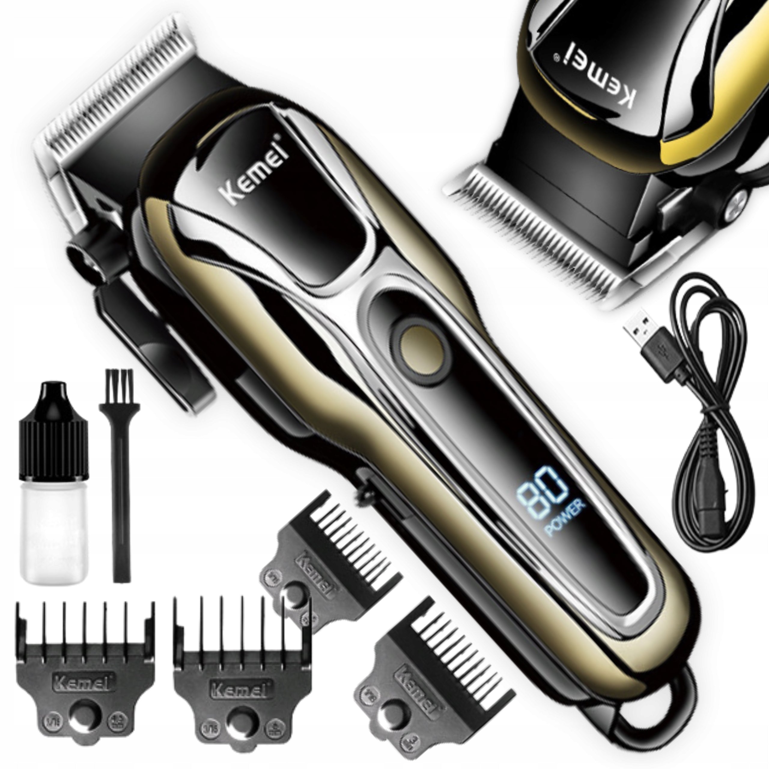 PROFESSIONAL WIRELESS BEARD HAIR CLIPPER KEMEI USB