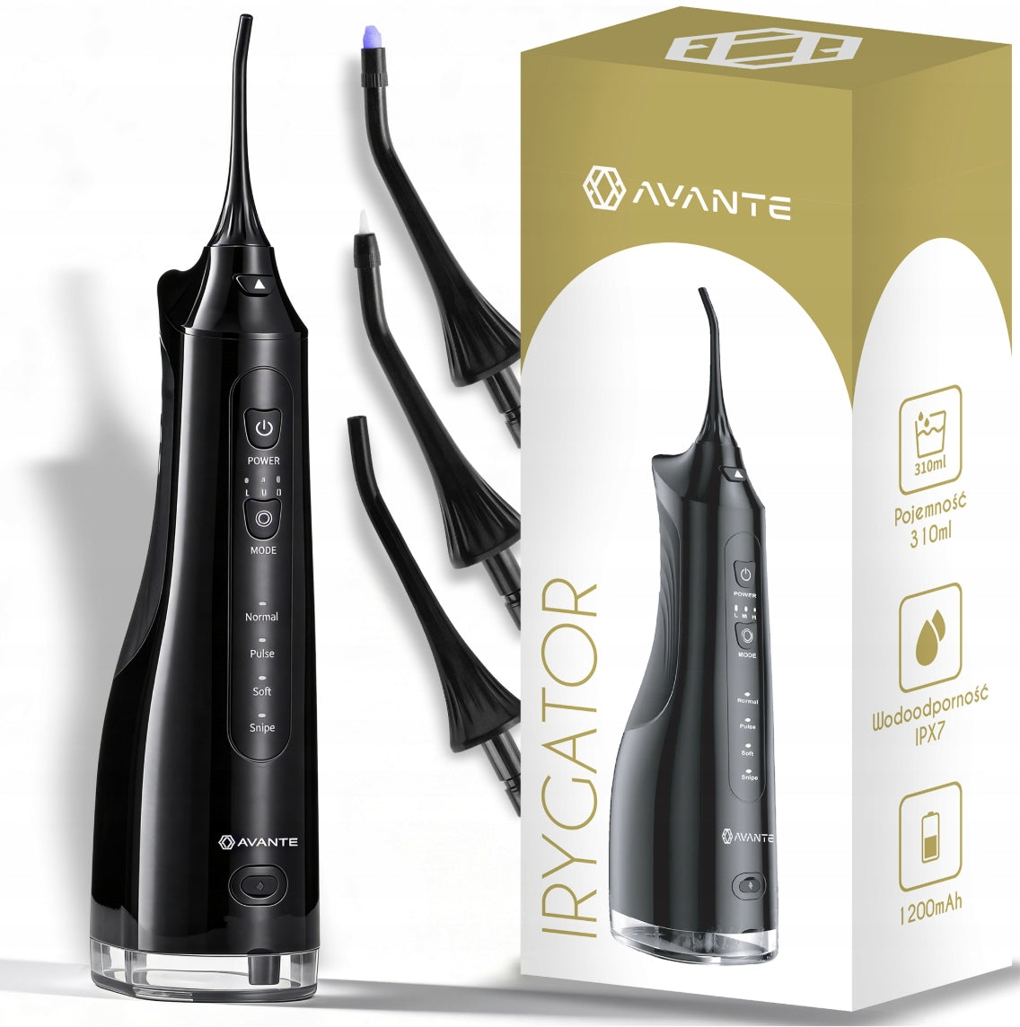 PROFESSIONAL WIRELESS TOOTH IRRIGATOR 4 OPERATING MODES + 3 NOZZLES