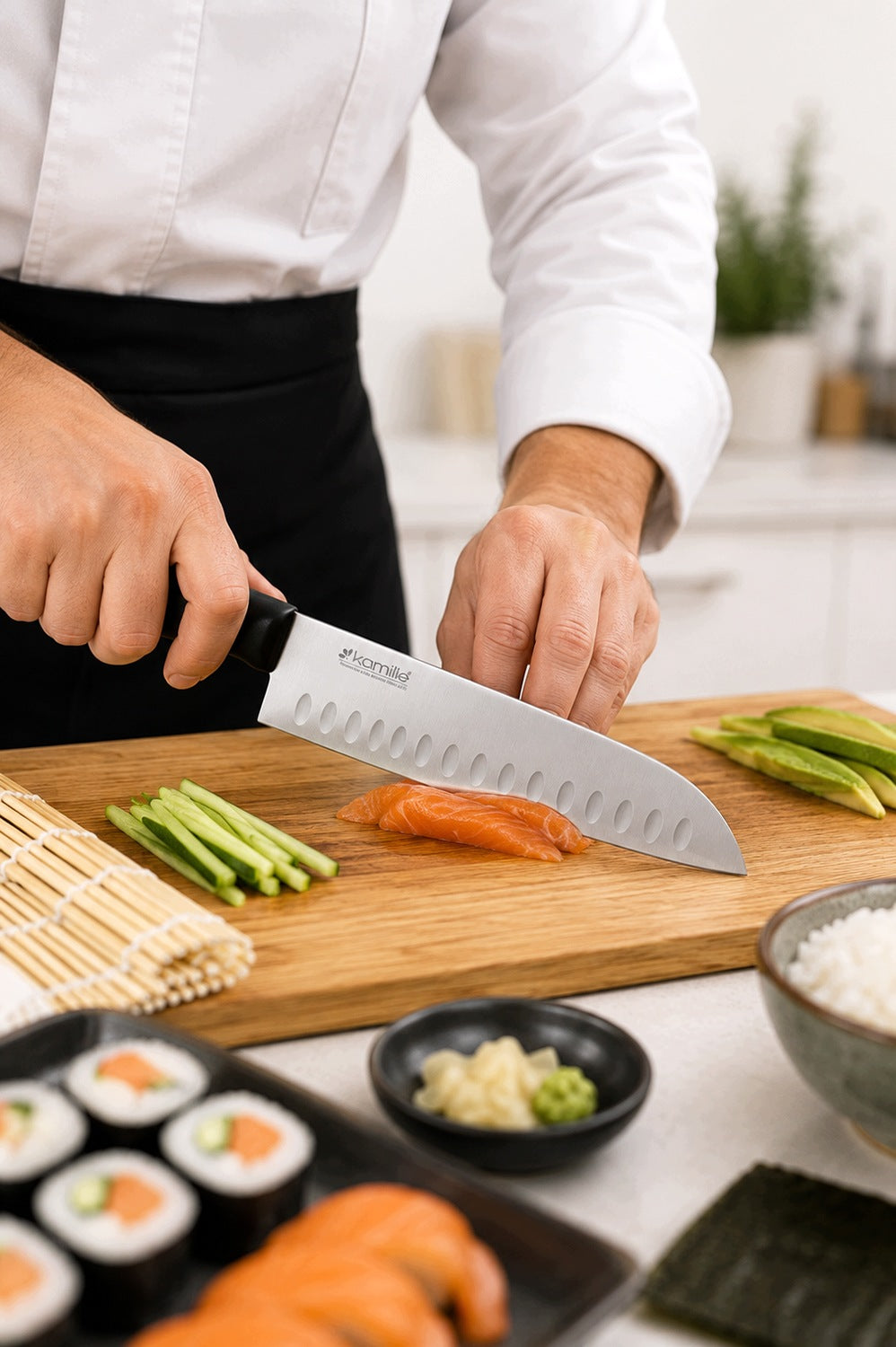 PROFI LINE JAPANESE SANTOKU KITCHEN KNIFE FOR CUTTING MEAT KAMILLE Packaging status original