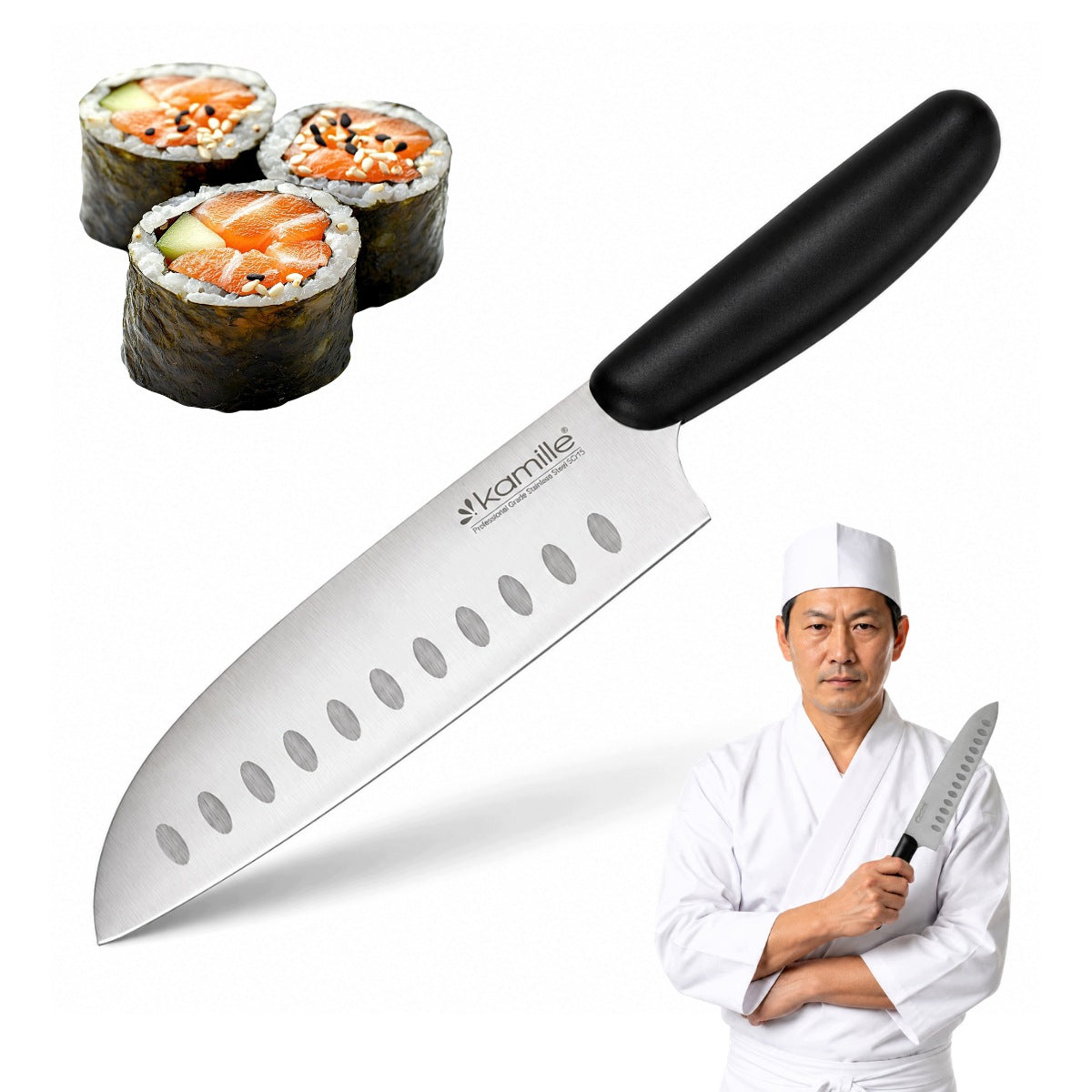 PROFI LINE JAPANESE SANTOKU KITCHEN KNIFE FOR CUTTING MEAT KAMILLE