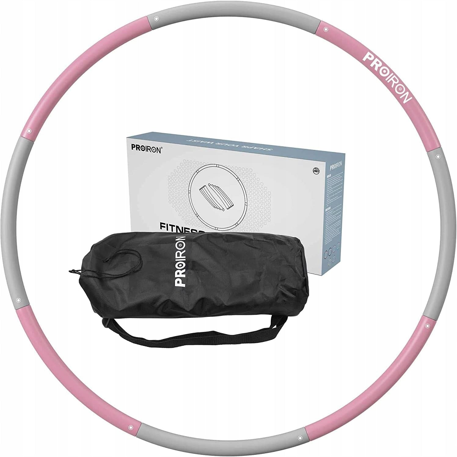PROIRON Fitness Hoop with Load 4+4 Pink-Grey