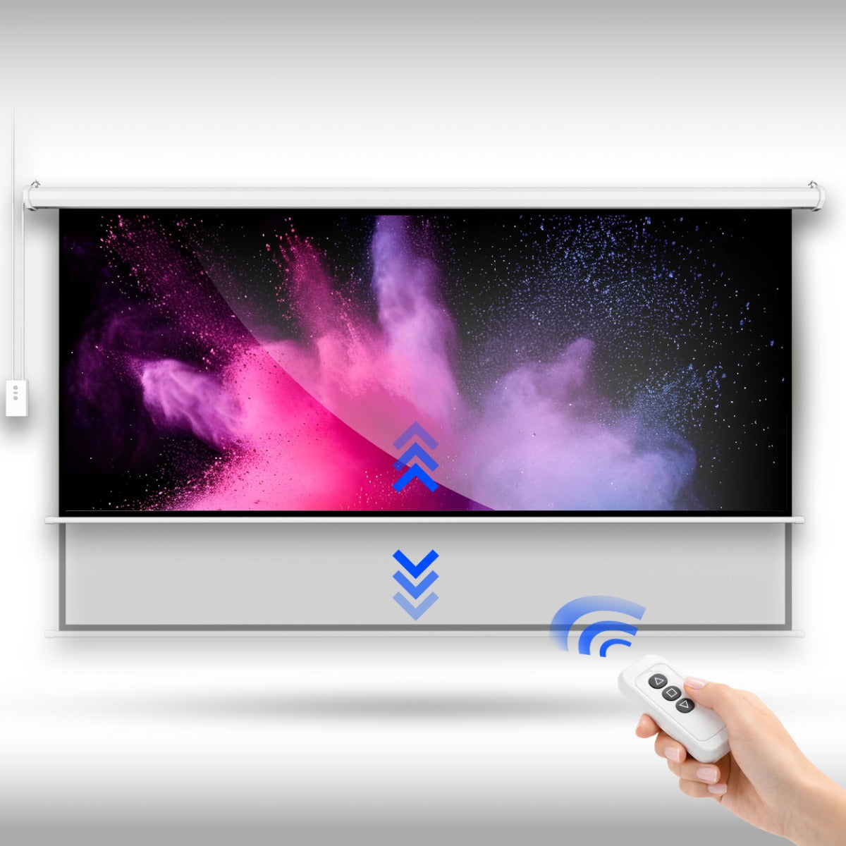 PROJECTION SCREEN 100 INCH 16 9 ELECTRIC HD For WALL PROJECTOR COILED Manufacturer code EKRAN ELEKTRYCZNY ZWIJANY AUTOMATYCZNY PILOT