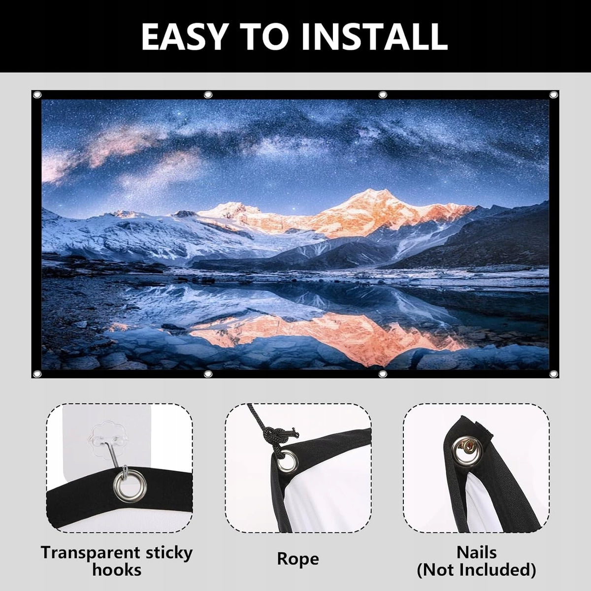 PROJECTION SCREEN 100 INCHES 16:9 FOLDABLE PORTABLE DOUBLE-SIDED Brand no brand