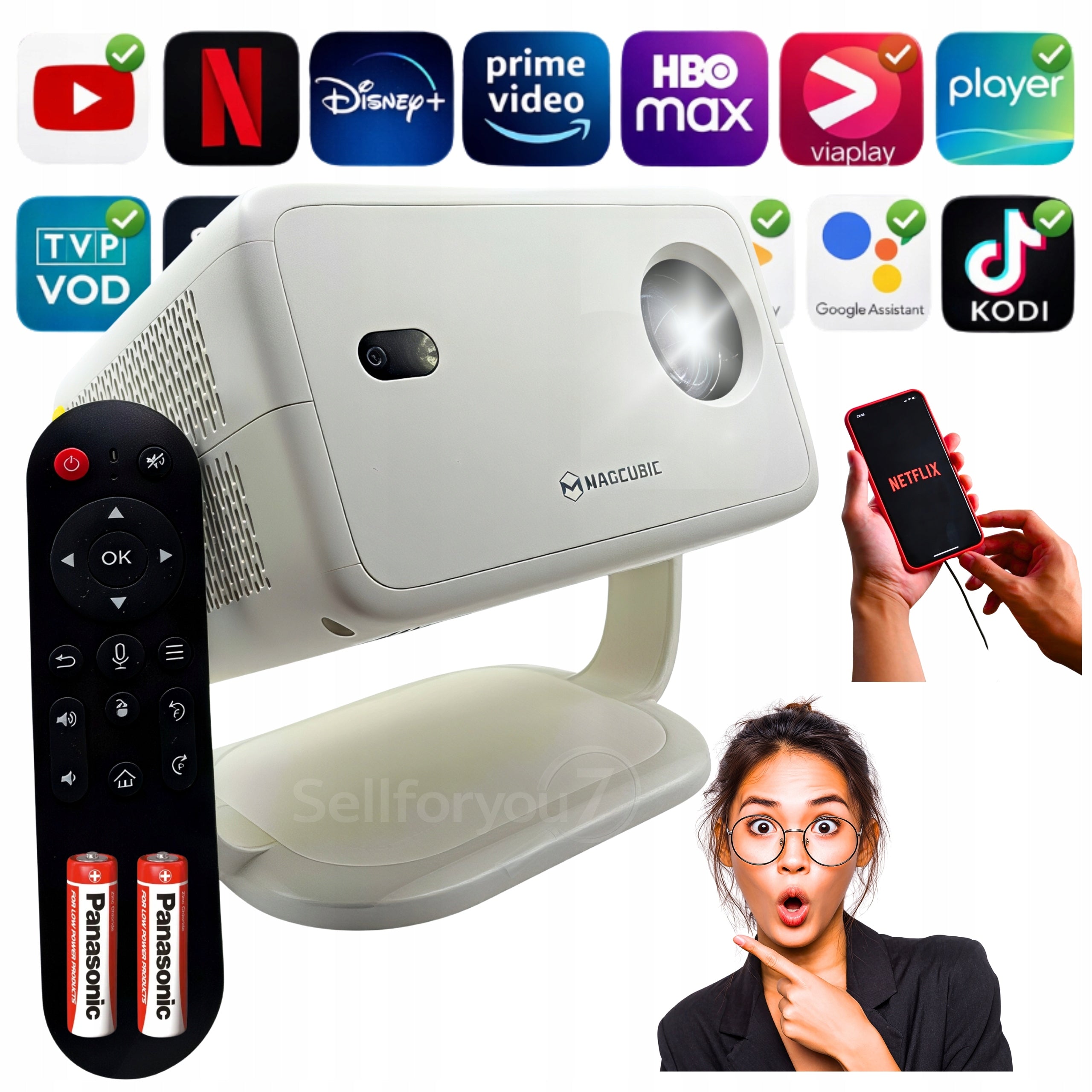 PROJECTOR 4k PROJECTOR Android 14 Full HD1080p 650ANSI Rotary White+E-BOOK