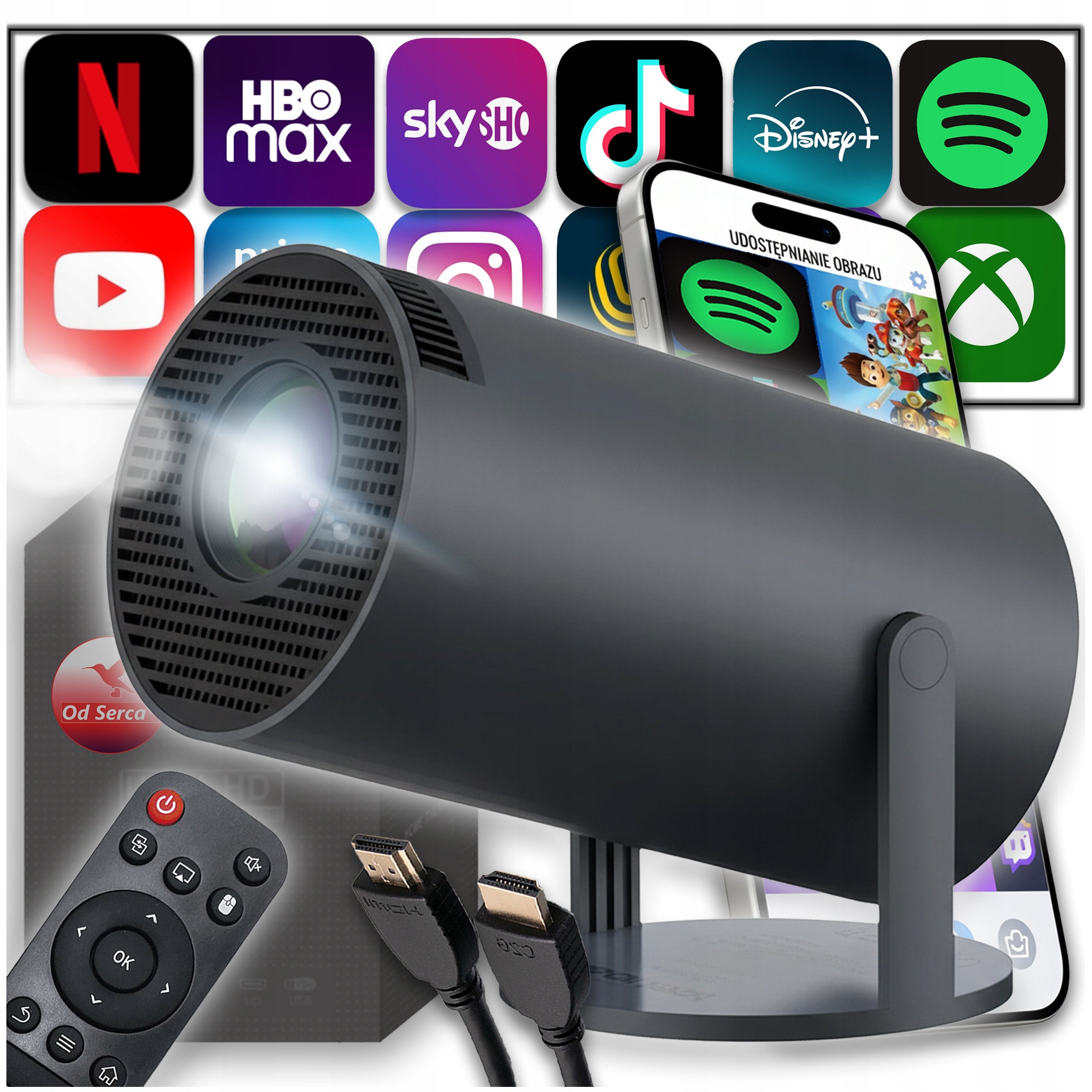 PROJECTOR ANDROID TV WIFI PORTABLE SPEAKER BLACK BLUETOOTH MINI