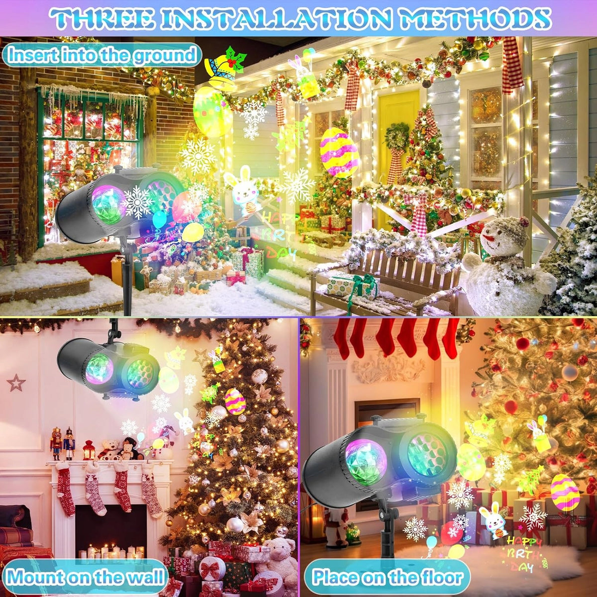 PROJECTOR CHRISTMAS 2 IN 1 12 DESIGNS 10 WAVE EFFECTS LED LAMP Packaging status original
