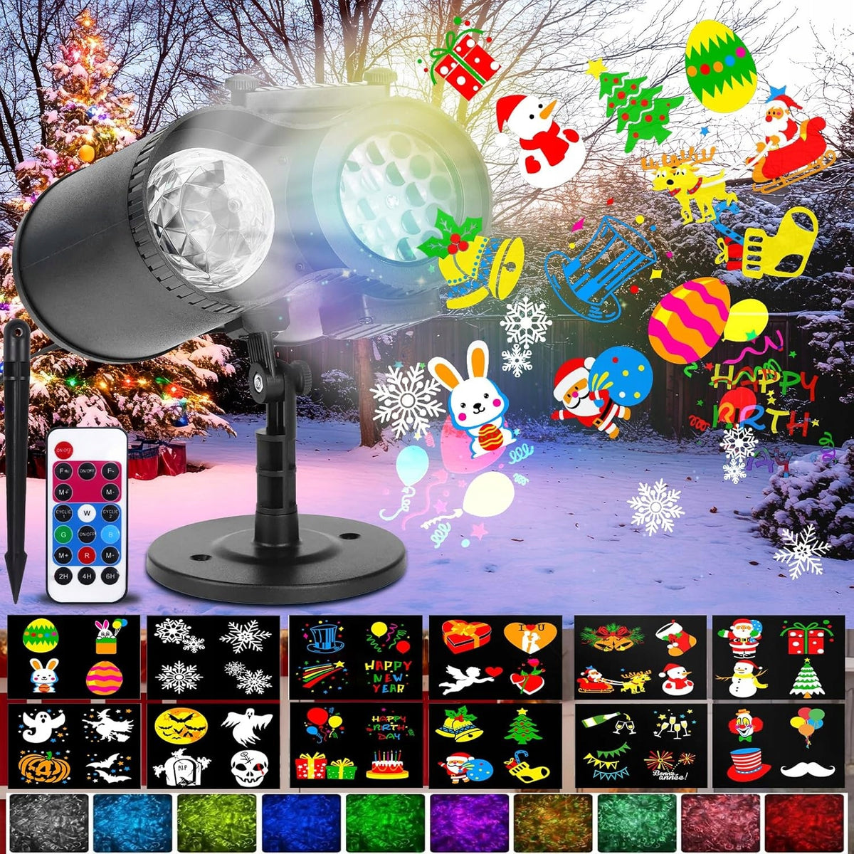 PROJECTOR CHRISTMAS 2 IN 1 12 DESIGNS 10 WAVE EFFECTS LED LAMP