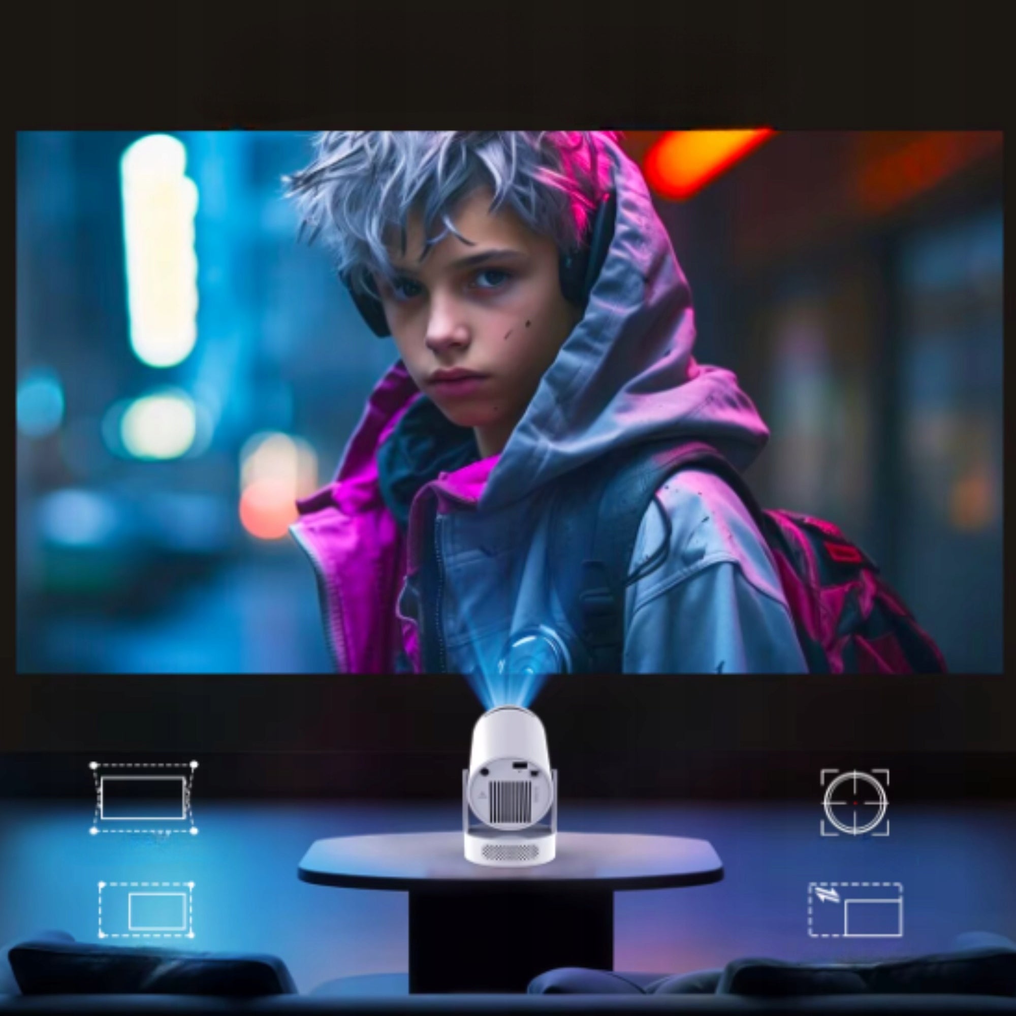 PROJECTOR ROTARY PROJECTOR PORTABLE WiFi LED HY300 PRO+PLUS ANDROID+E-book Manufacturer code 0088567012346