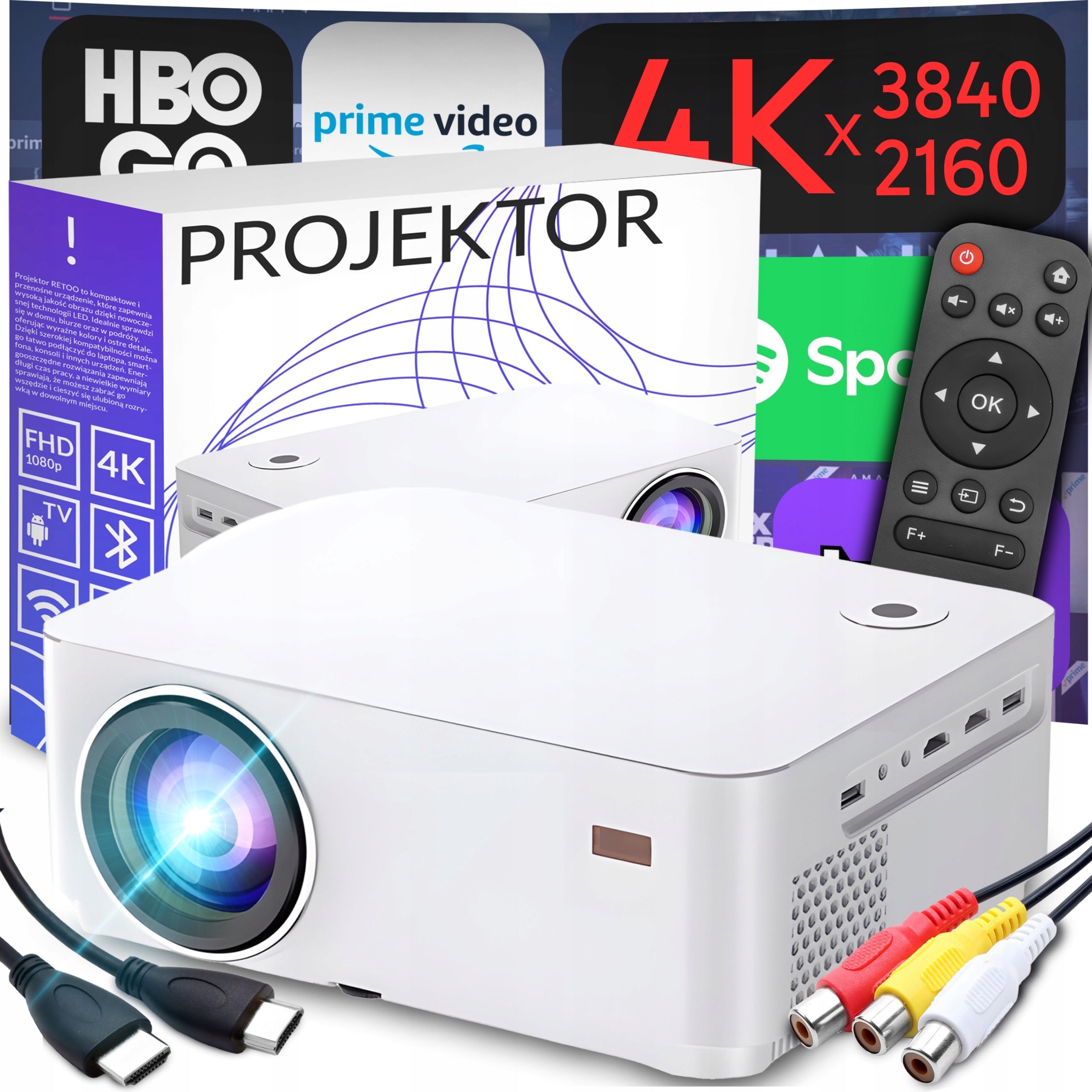 PROJECTOR SMART TV WIFI FULL HD 4K 9000lm LCD LED BLUETOOTH ANDROID
