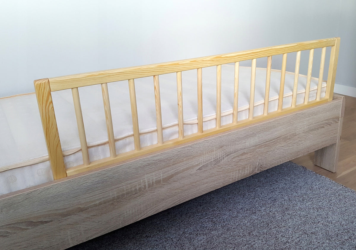 PROTECTIVE BARRIER BED GATE LOCK - NATURAL PINE 112x40 cm Color transparent
