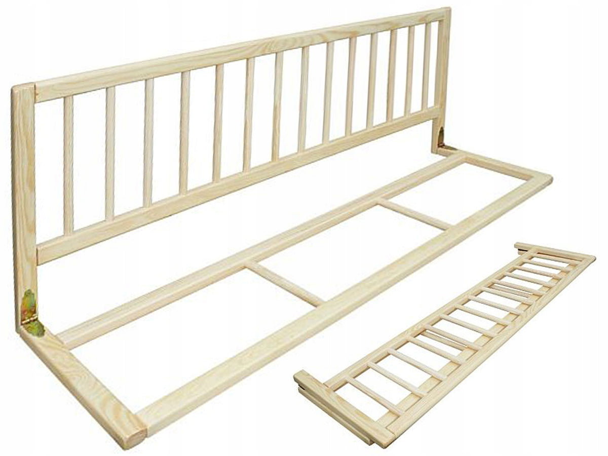 PROTECTIVE BARRIER BED GATE LOCK - NATURAL PINE 112x40 cm