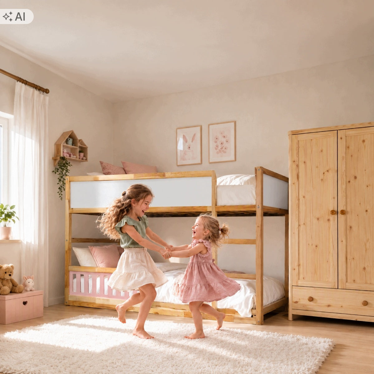 PROTECTIVE BARRIER BOTTOM IKEA CHICKEN BED WOODEN PINK PINE MDF 94,2cm Packaging status original