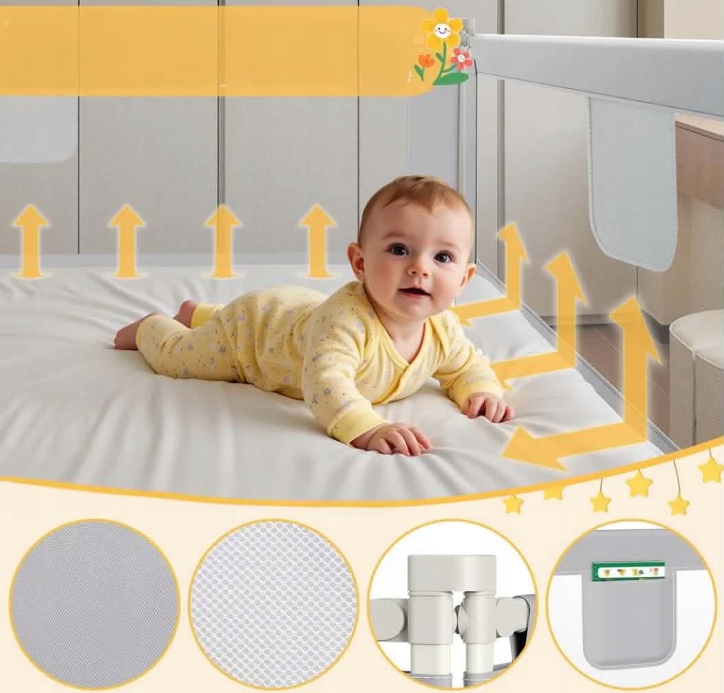 PROTECTIVE BARRIER FOR BED 180 CM CHILD PROTECTION FOLDING COVER Manufacturer code regulowana ochronna składana_1843