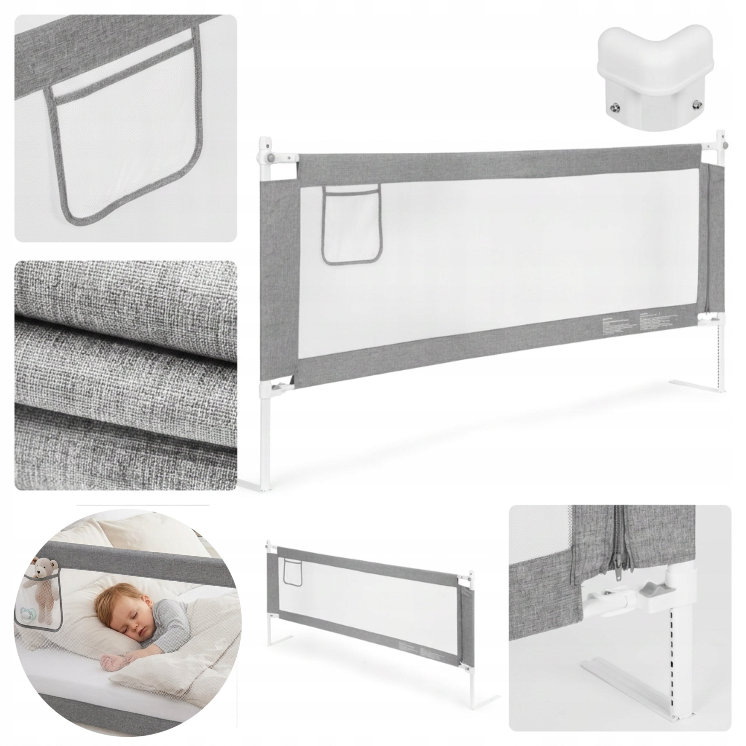 PROTECTIVE BARRIER FOR BED 180 CM COVER FOLDING PROTECTION ADJUSTABLE
