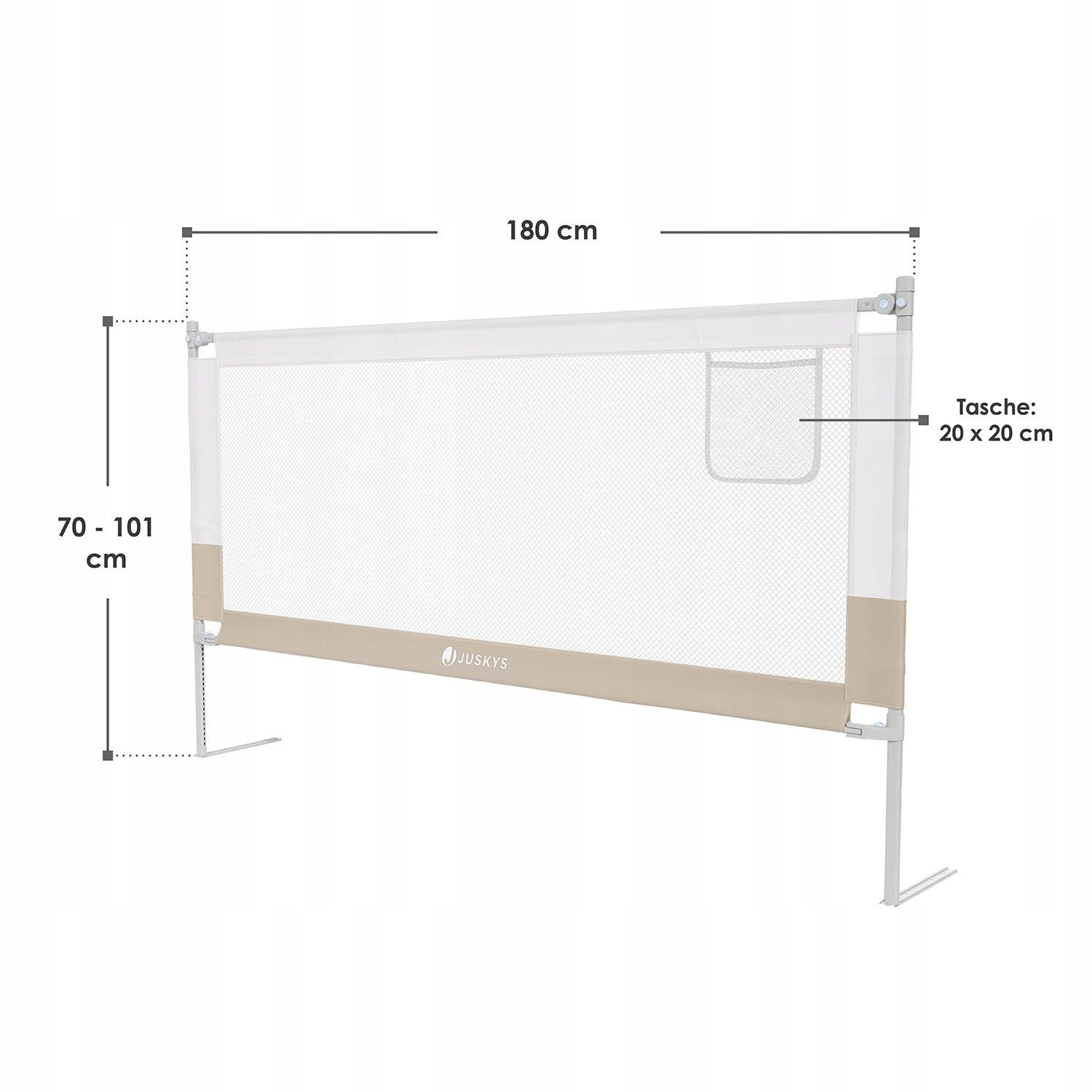 PROTECTIVE BARRIER FOR BED 180 CM PROTECTIVE FOR CHILD ADJUSTABLE BEIGE Brand Juskys