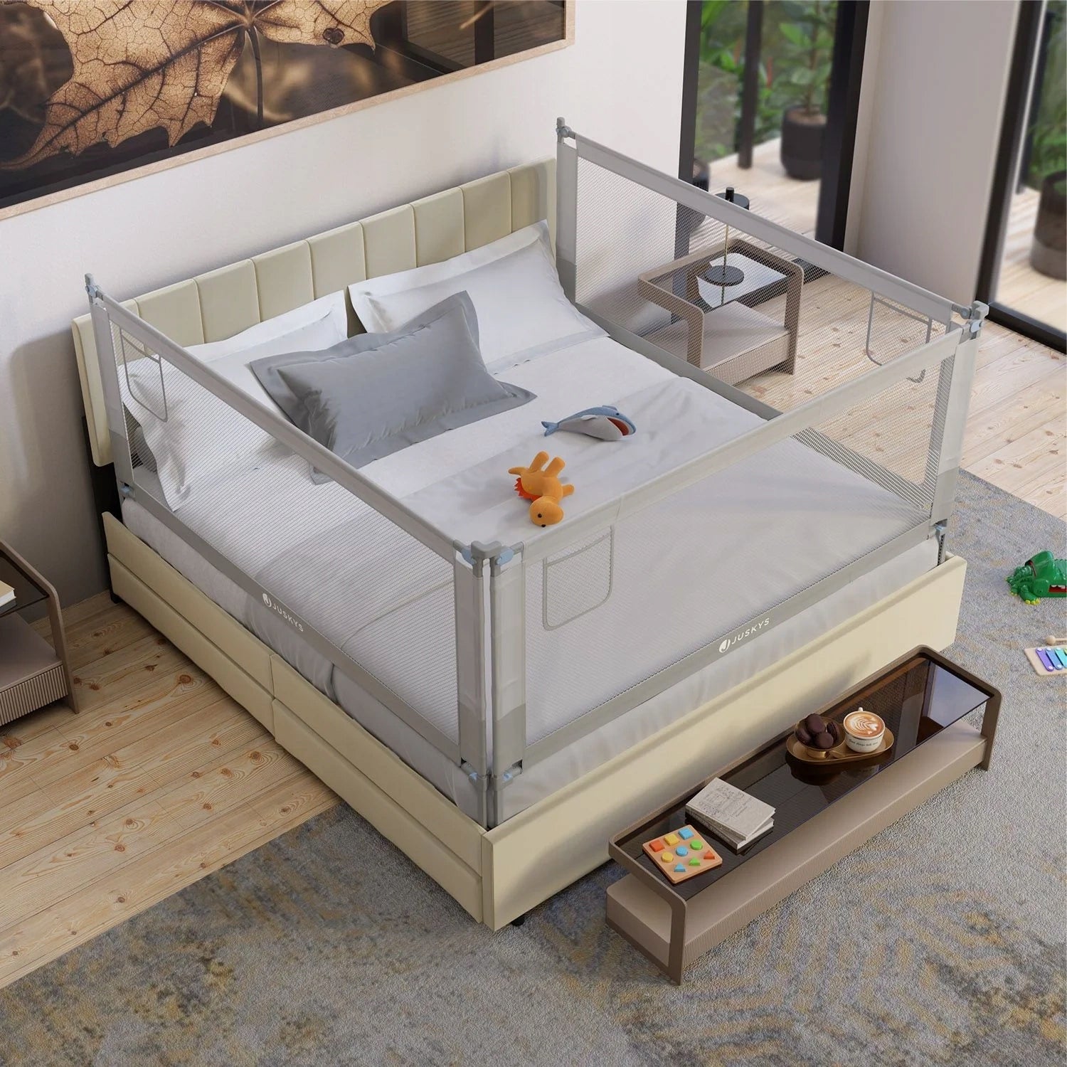 PROTECTIVE BARRIER FOR BED 200 CM PROTECTIVE FOR CHILD ADJUSTABLE GREY Packaging status original