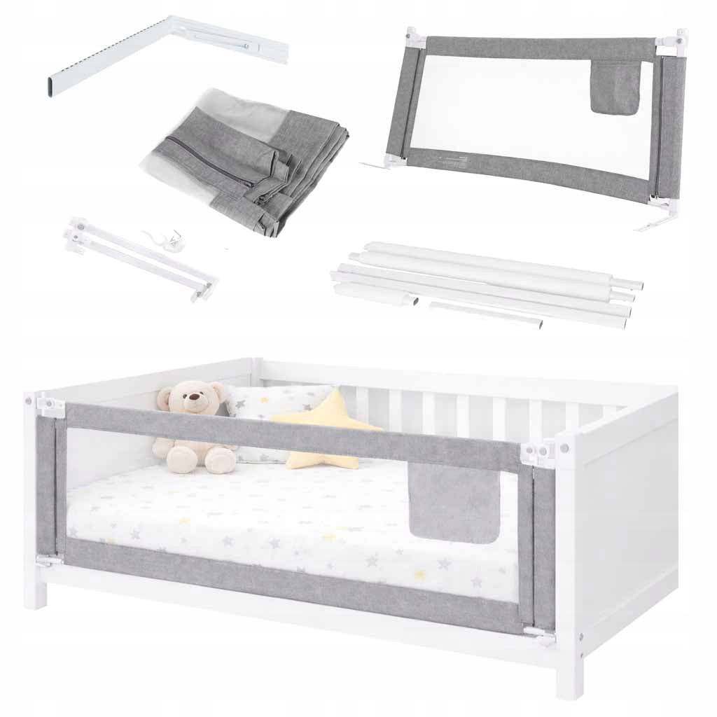 PROTECTIVE BARRIER FOR BED FOLDING SAFETY GATE GREY 160 CM