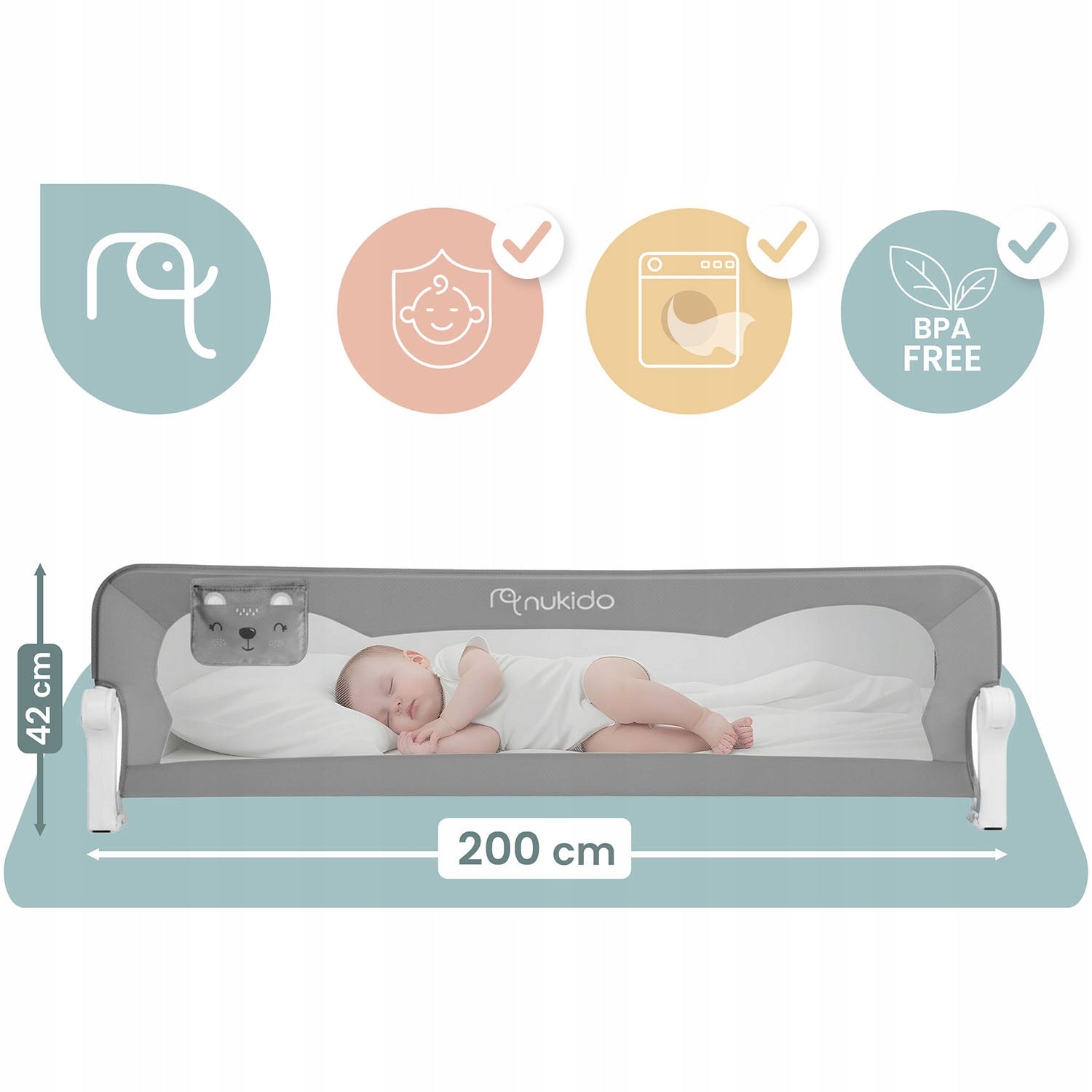 PROTECTIVE BARRIER FOR BED PROTECTING CHILD GATE LOCK 200cm Brand no brand