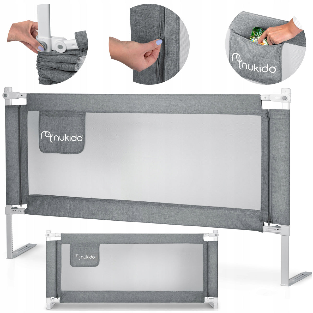 PROTECTIVE BARRIER FOR BED SECURING GATE LOCK 160cm NUKIDO